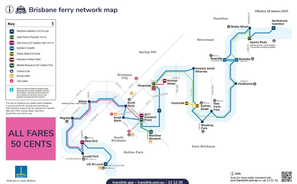布里斯本渡輪地圖
