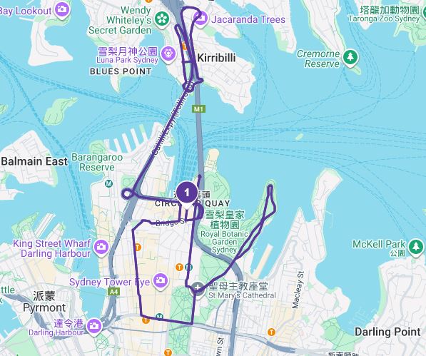 Big Bus Sydney 夜遊路線圖